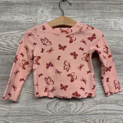 LS Ribbed Mock Neck Shirt Lettuce Trim Butterflies 18M
