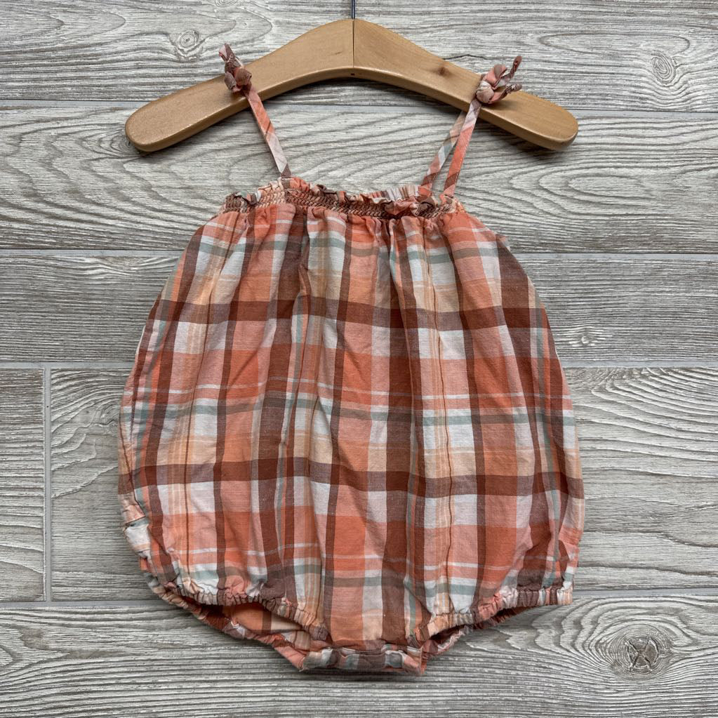 Linen Tank Romper Plaid 18M