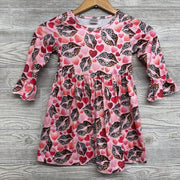 LS Dress Animal Print Lips & Hearts 5t