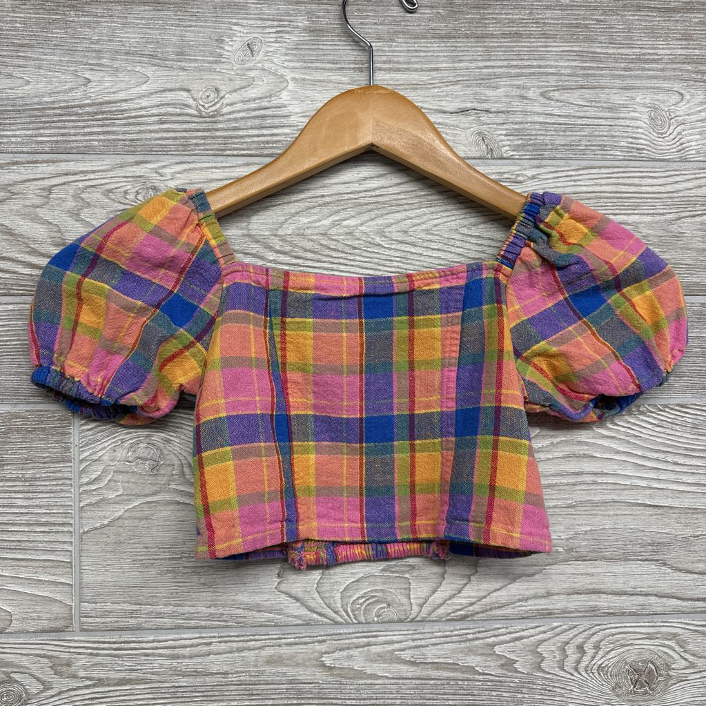 Plaid Cropped Puff Sleeve Shirt 5