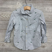 LS Button Up Shirt Dinosaurs Stripes 3T