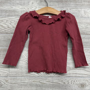 LS Ribbed Shirt Ruffle Collar 2T
