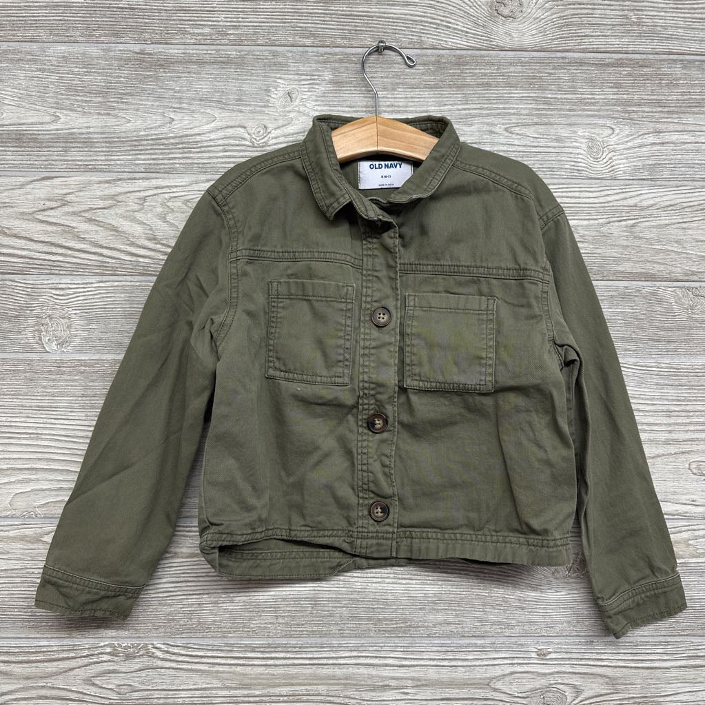 Cropped Button Up Jacket Chest Pockets 6-7