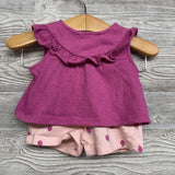 Tank Top Ruffle & Shorts Berry 3M