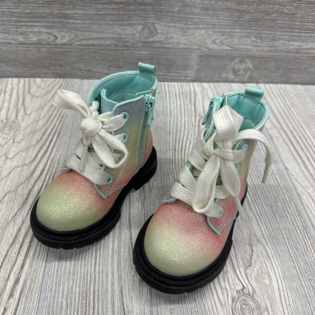 Ombre Glitter Combat Boots 5c