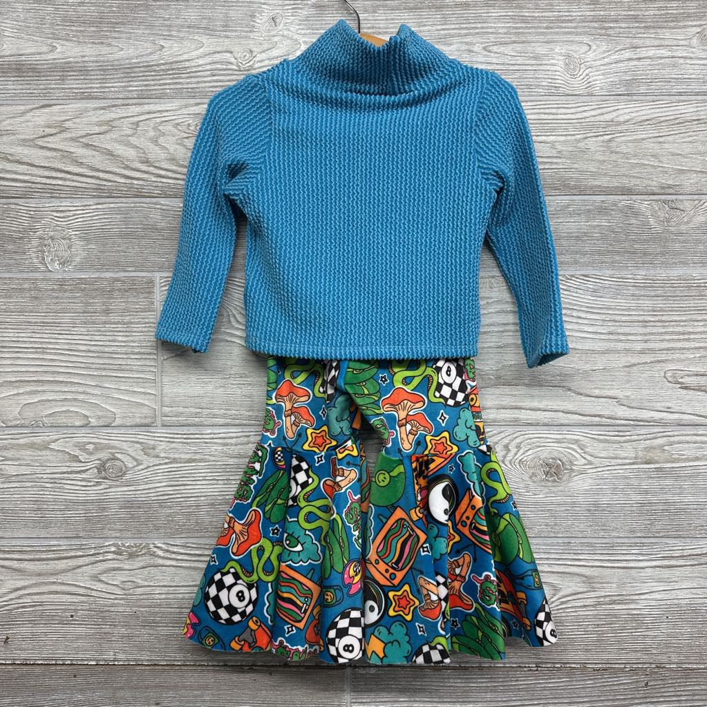 Handmade LS Textured Turtle Neck Shirt & Bell Bottom Pants Skateboards The 1970's 12-18M