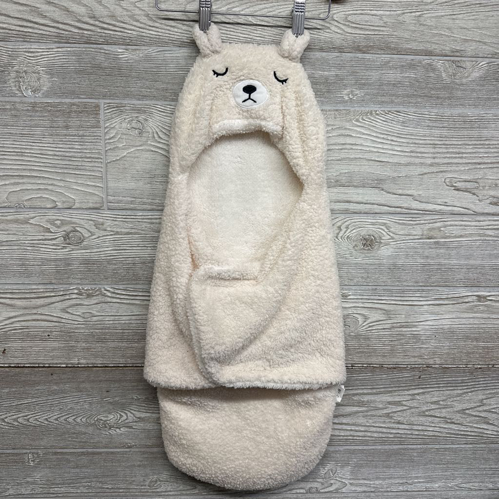 Sherpa Swaddle Blanket W/ Bear Hood 3-6M