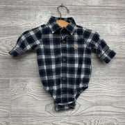 LS Plaid Button Up Flannel Bodysuit 0-3M