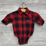 LS Plaid Button Up Flannel Bodysuit 0-3M