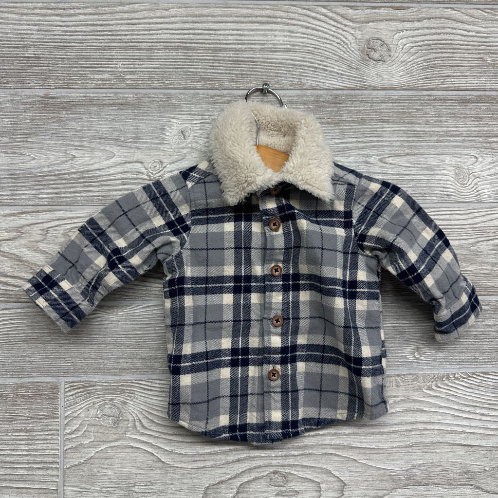 LS Plaid Button Up Shirt Sherpa Collar 3M