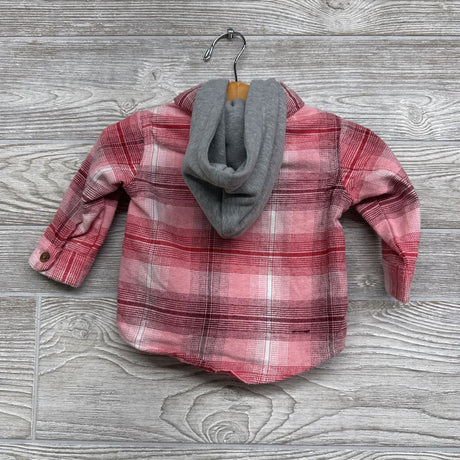 LS Plaid Button Up Shirt W/ Hood 3-6M