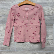 LS Waffle Knit Henley Shirt Butterflies 6-6X