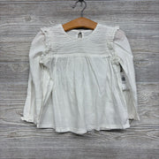 NEW LS Smocked Shirt Ruffle Shoulder 3T