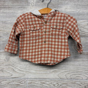 LS Gingham Button Up Flannel Shirt W/ Hood 9M
