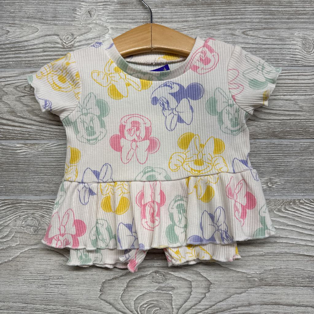 Ribbed Peplum Shirt & Shorts Minnie Mouse 3-6M