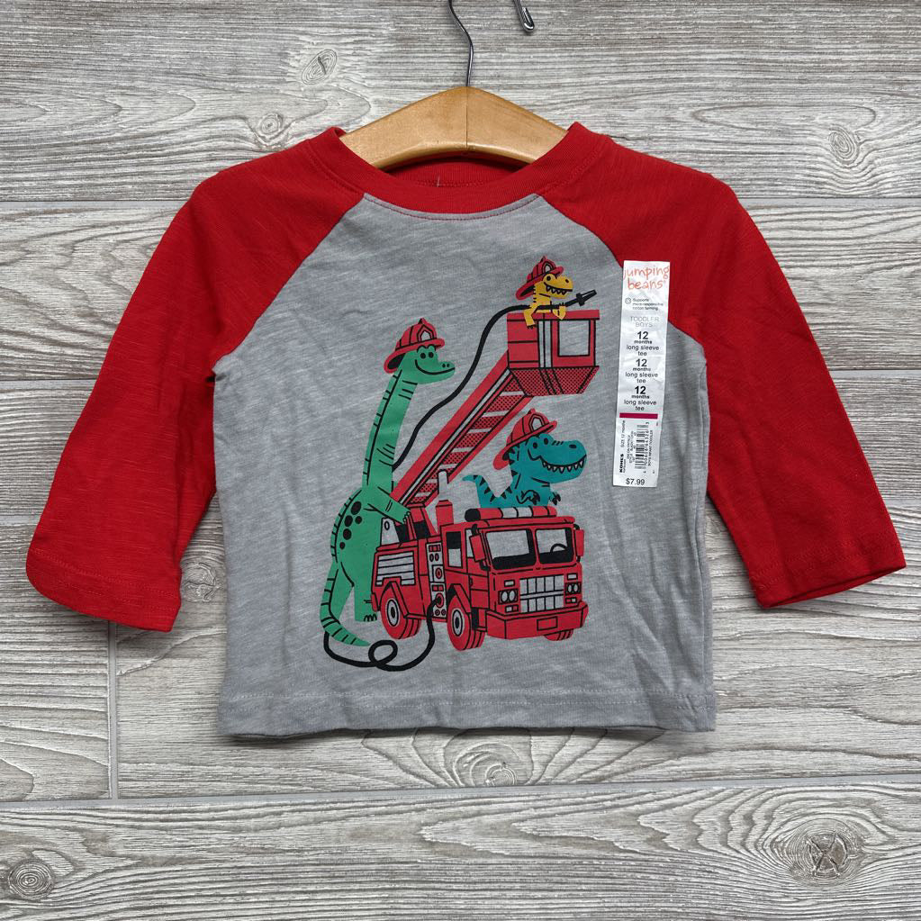 NEW LS Shirt Dinosaur Fire Truck 12M