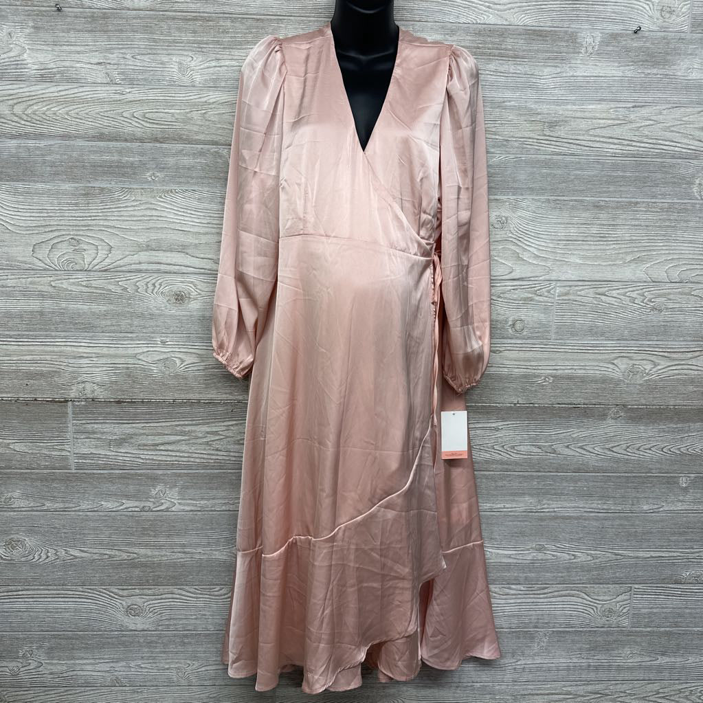 NEW LS Satin Wrap Dress XL