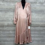 NEW LS Satin Wrap Dress XL