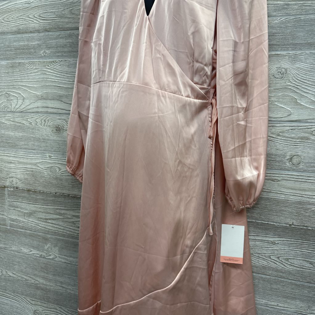 NEW LS Satin Wrap Dress XL