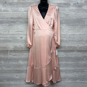 NEW LS Satin Wrap Dress Large