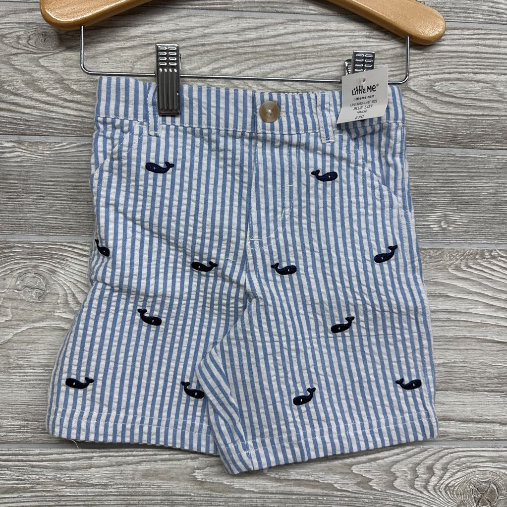 NEW Polo Shirt & Seersucker Shorts Whales Stripes 18M
