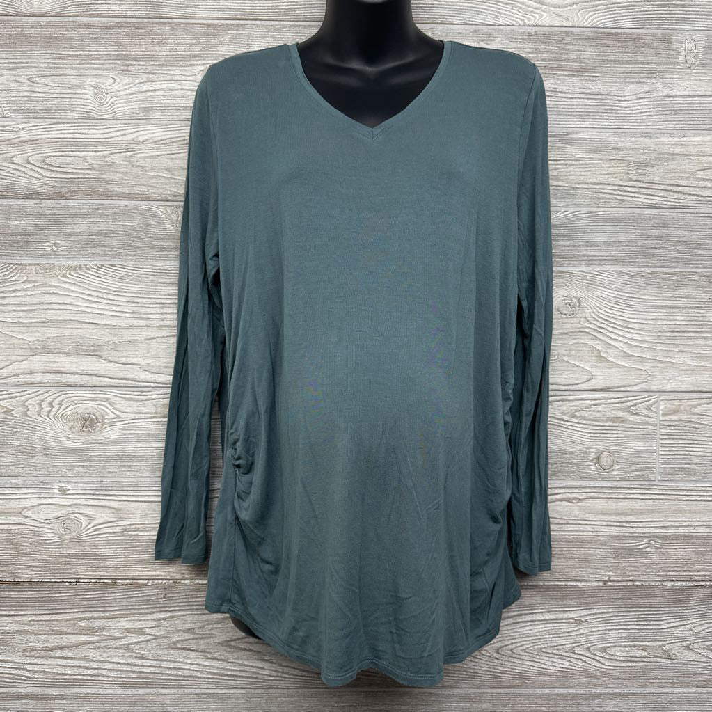 Ruched V Neck Shirt 1X