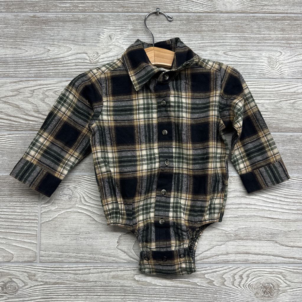 NEW LS Plaid Button Up Bodysuit 12M