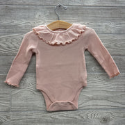 LS Waffle Knit Bodysuit Ruffle Collar 6-12M