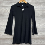 NEW LS Ribbed Bell Sleeve Collared Dress 14-16