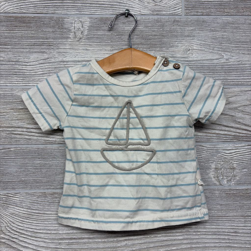 Shirt & Sun Hat Stripes Sailboat 6-9M