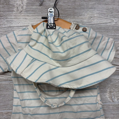 Shirt & Sun Hat Stripes Sailboat 6-9M