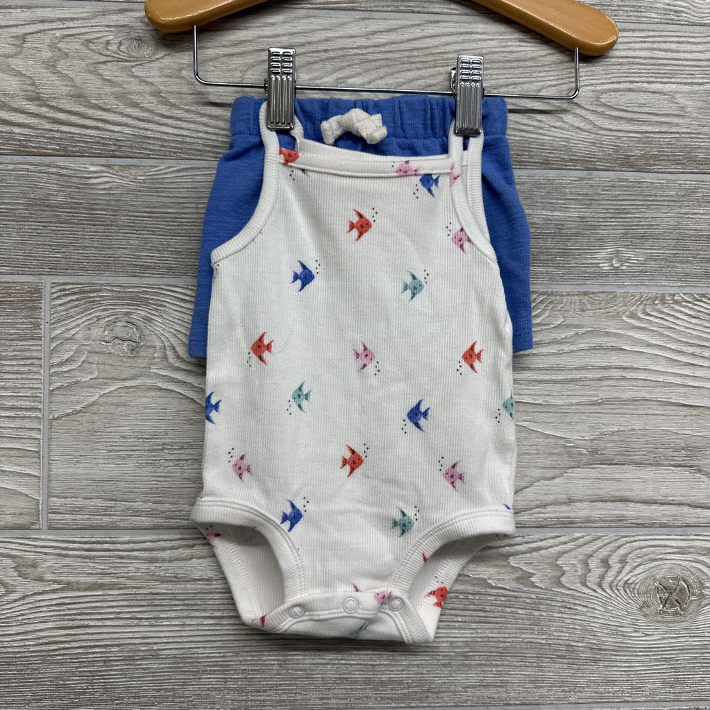 Ribbed Tank Bodysuit & Shorts Fish 3M