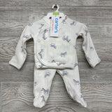 NEW LS Side Snap Ribbed Shirt & Footed Pants Zebras Preemie