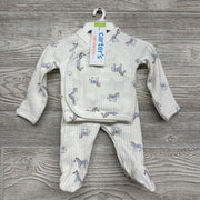 NEW LS Side Snap Ribbed Shirt & Footed Pants Zebras Preemie