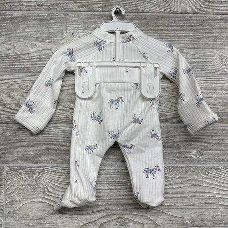 NEW LS Side Snap Ribbed Shirt & Footed Pants Zebras Preemie