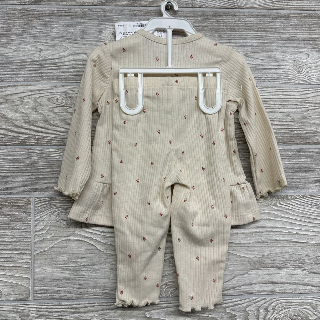 NEW LS Ribbed Shirt & Leggings Flowers 6M