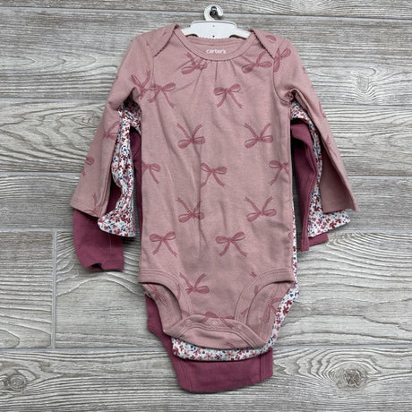 NEW 3 Pk LS Bodysuits Bows Flowers 9M
