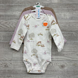 NEW 3 Pk LS Bodysuits Swans Deer Flowers 18M