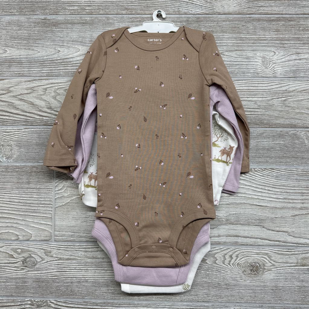 NEW 3 Pk LS Bodysuits Swans Deer Flowers 18M