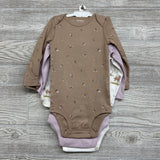 NEW 3 Pk LS Bodysuits Swans Deer Flowers 18M
