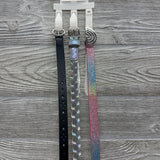 NEW 3 Pk Belts Braided Glitter Rainbow 14