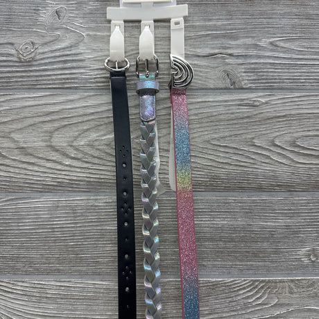 NEW 3 Pk Belts Braided Glitter Rainbow 14