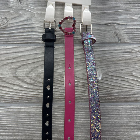 NEW 3 Pk Belts Glitter Heart 10-12