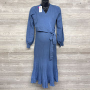 NEW Wrap Dress Puff Sleeve Pleated Skirt Medium