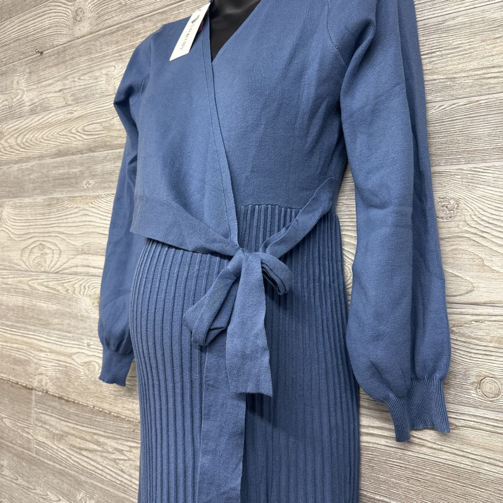 NEW Wrap Dress Puff Sleeve Pleated Skirt Medium