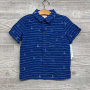 NEW Gauze Button Up Shirt Stripes Sail Boats 5T