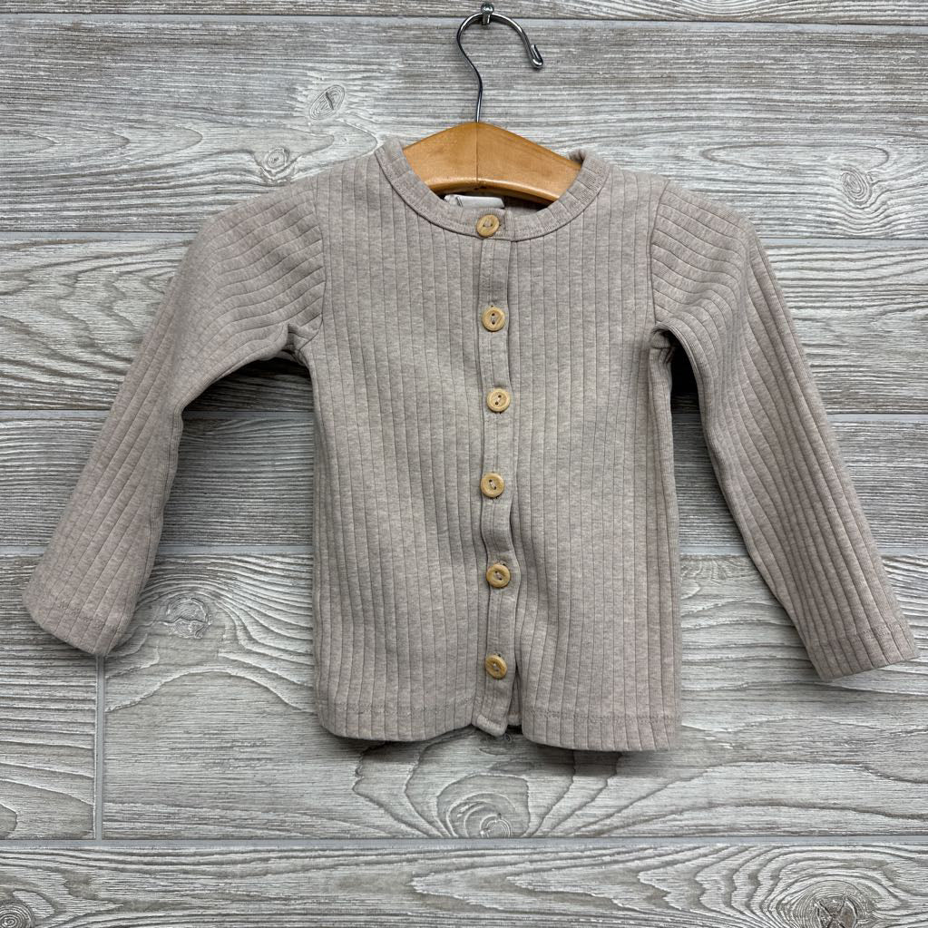 Organic Ribbed Button Up 2t