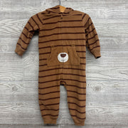 Fleece Outfit W/ Hood Stripes Bear Pocket 12M