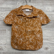 Linen Blend Button Up Shirt Flowers 3T