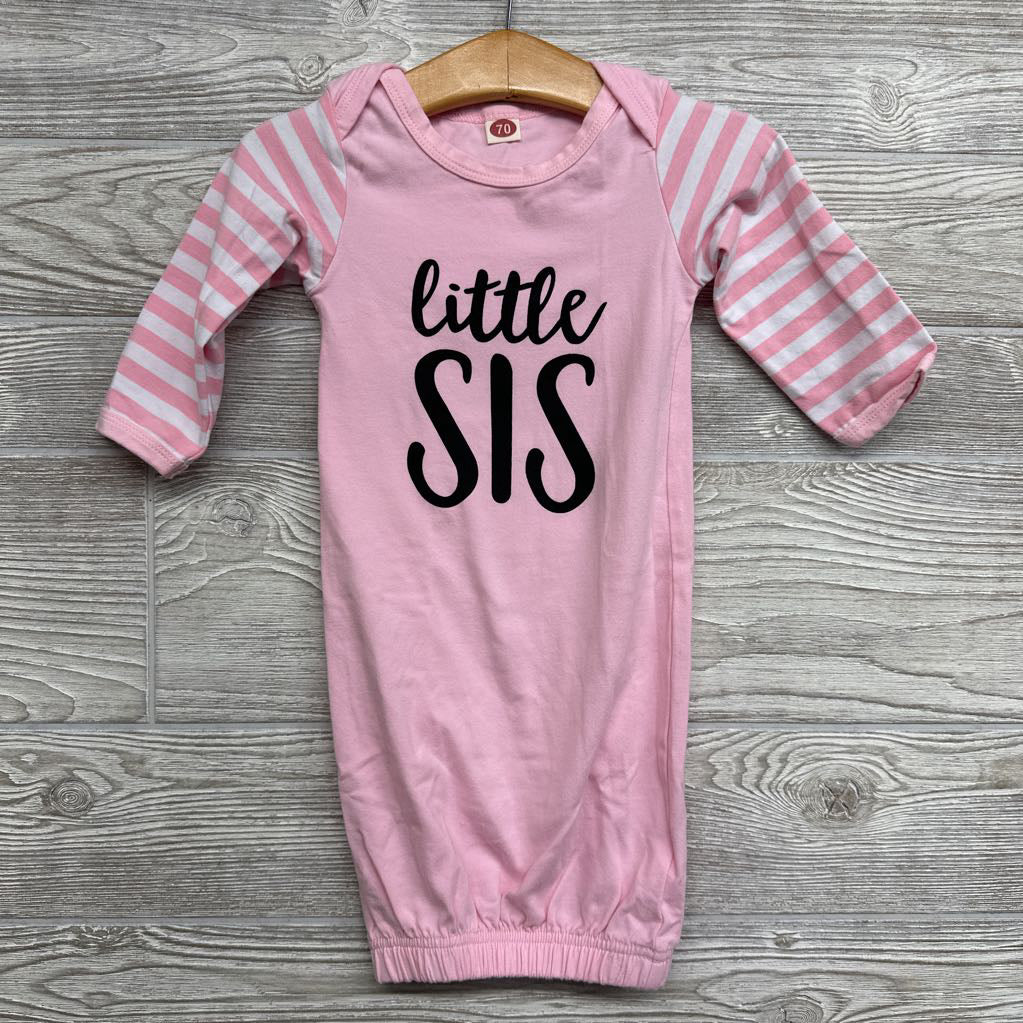 LS Gown W/ Headwrap Little Sis 3-6M
